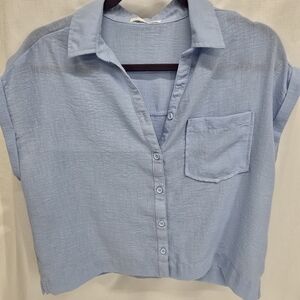 Active USA Sky Blue Women's Button-Down Shirt